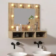 shumee Omarica z ogledalom in LED lučkami sonoma hrast 60x31,5x62 cm