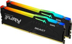 Kingston FURY Beast RGB RAM pomnilnik, 64 GB, 5600 MHz, DDR5, CL40, DIMM, 2 kos (KF556C40BBAK2-64)