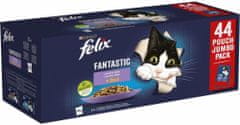 Felix hrana za mačke Fantastic z govedino, piščancem, lososom, tuno v želeju, 44 x 85 g