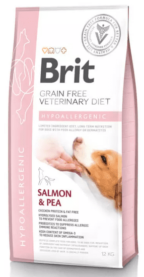 Brit GF Hypoallergenic veterinarska dieta za pse, losos & grah, 12 kg