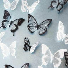 Northix 18x 3D okrasni metulji - črno-beli 