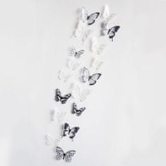 Northix 18x 3D okrasni metulji - črno-beli 