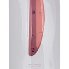 ACTIVER Plastični kotliček ETHAN 1,7 l, 1850-2200W, vrtljiv za 360°, roza in bela barva