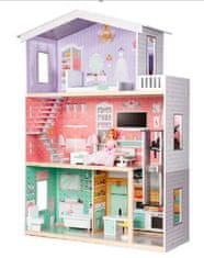 Aga Lesena hiša za lutke s pohištvom Pastel