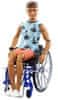 Barbie Model Ken na invalidskem vozičku v modri karirasti majici -195 HJT59