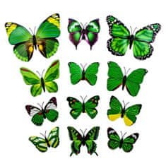 Northix 13 kosov zelenih okrasnih 3D papirnatih metuljev za stene 