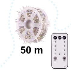 Aga LED kolesarska svetlobna veriga 50 m 500 LED diod z daljinskim upravljalnikom Večbarvna + topla bela