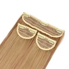 Vipbejba Sintetični clip-on lasni podaljški na 3 zavese, ravni, svetlo blond z rjavimi prameni F16