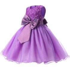 Northix Večerna obleka s pentljo in rožami - vijolična (140) 
