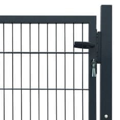 Greatstore 2D Vrata za Ograjo (Enojna) Antracitno Siva Barva 106 x 130 cm