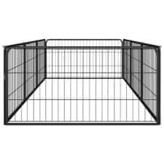 Pasja ograda z 8 paneli črna 100x50 cm prašno barvano jeklo