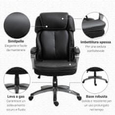 VINSETTO ergonomski pisarniški fotelj z naslonom za glavo, nastavljivo višino in zibanjem - črn