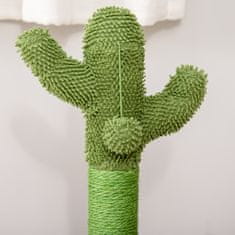 PAWHUT PawHut Cactus praskalno drevo za odrasle mačke in mačkone, vrv iz sisala in lesen podstavek z žogo, 32x32x60cm, zeleno