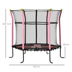 HOMCOM Trampolin za otroke od 3 do 10 let z
varnostno mrežo in elastičnimi vrvicami, vrtni trampolin Φ162x163,5 cm
Roza in črna