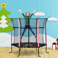 HOMCOM Trampolin za otroke od 3 do 10 let z
varnostno mrežo in elastičnimi vrvicami, vrtni trampolin Φ162x163,5 cm
Roza in črna