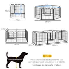 PAWHUT PawHut Ograja za pse in mladiče, modularna pasja ograja za notranje in zunanje prostore iz kovine in jekla, 8 panelov 79x79 cm