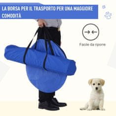 PAWHUT komplet za trening agilityja za pse s predorom, slalomom in ovirami, torba za
prenašanje, rumena in
modra