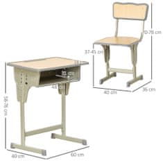 HOMCOM Šolska pisalna miza s stolom za otroke od 6 do 12 let, nastavljiva višina, predal za shranjevanje in držalo za pisala, jeklo in
MDF, barva lesa