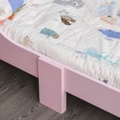 HOMCOM Otroška postelja z dvignjenimi robovi in 6 lesenimi nogami za otroško sobo, otroška postelja za
3-6 let, 143x73x60 cm,
Roza