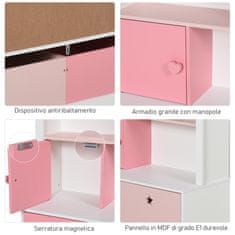 HOMCOM roza knjižna omara za igrače za otroške in
najstniške sobe z dvema
izvlečnima predaloma, 80 x
34 x 130 cm