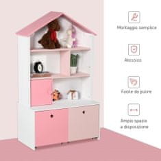 HOMCOM roza knjižna omara za igrače za otroške in
najstniške sobe z dvema
izvlečnima predaloma, 80 x
34 x 130 cm