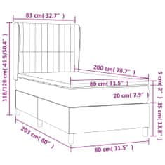 Greatstore Box spring postelja z vzmetnico svetlo siva 80x200 cm žamet