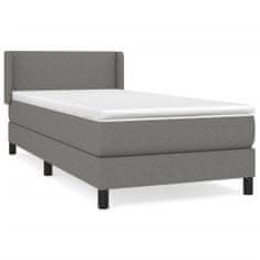 Greatstore Box spring postelja z vzmetnico temno siva 80x200 cm blago