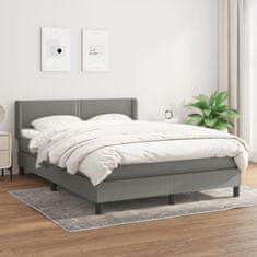 Greatstore Box spring postelja z vzmetnico temno siva 140x200 cm blago