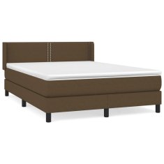 Greatstore Box spring postelja z vzmetnico temno rjava 140x200 cm blago