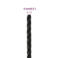 Greatstore Delovna vrv črna 6 mm 250 m polipropilen