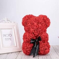 Medvedek iz umetnih vrtnic, Šopek, Darilo za valentinovo (500+ vrtnic, 25cm) | LOVEBEAR