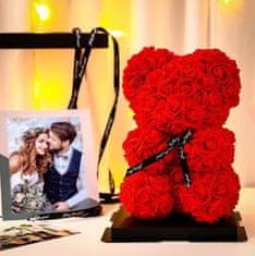 Medvedek iz umetnih vrtnic, Šopek, Darilo za valentinovo (500+ vrtnic, 25cm) | LOVEBEAR