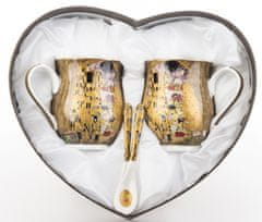 ZAKLADNICA DOBRIH I. Komplet 2 lončkov z žličkama iz porcelana z dekorjem Gustava Klimta in motivom Poljub