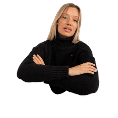 RUE PARIS Ženski pulover z ovratnikom in oversize krojem RUE PARIS črne barve LC-SW-3019.05P_390004 Univerzalni
