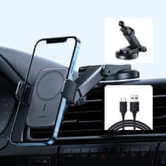 Joyroom avtomobilski magnetni nosilec brezžični induktivni qi polnilec 15W (magsafe združljiv za iphone) za armaturno ploščo (jr-zs295)