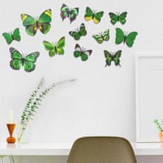 Northix 13 kosov zelenih okrasnih 3D papirnatih metuljev za stene 