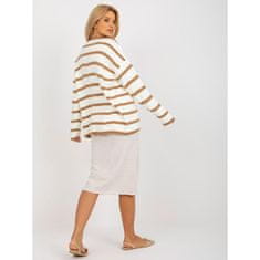 RUE PARIS Ženski pulover s stoječim ovratnikom črtasto oversize RUE PARIS svetlo rjav in ecru LC-SW-2212.97P_394132 Univerzalni