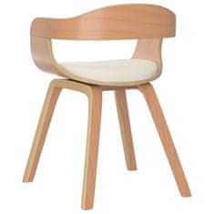 shumee Jedilni stol krem ukrivljen les in umetno usnje