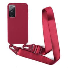 Silikonski ovitek za Samsung Galaxy Note 20 Ultra s trakom, vinsko rdeča