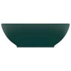 Greatstore Razkošen umivalnik ovalen mat temno zelen 40x33 cm keramičen