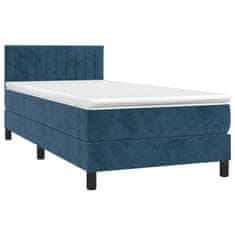 Greatstore Box spring postelja z vzmetnico temno modra 80x200 cm žamet