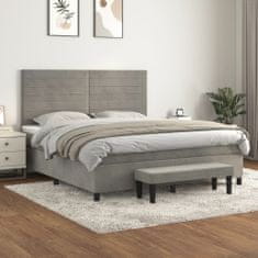 Greatstore Box spring postelja z vzmetnico svetlo siva 180x200 cm žamet