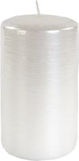 Cilinder za sveče z motivom žice Contours 70x130 mm - kovinsko bela