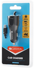 Canyon C-031 avto polnilec, 2.4A, z micro USB, črn (CNE-CCA031B)