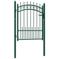 Greatstore Vrata za ograjo s konicami jeklo 100x125 cm zelena