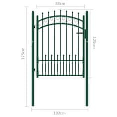 Greatstore Vrata za ograjo s konicami jeklo 100x125 cm zelena