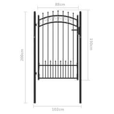 Greatstore Vrata za ograjo s konicami jeklo 100x150 cm črna