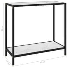 Vidaxl Konzolna mizica bela 80x35x75 cm kaljeno steklo