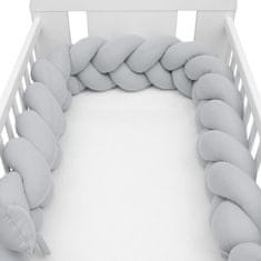 NEW BABY Zaščitna prevleka za ležišče v otroški posteljici svetlo siv muslin