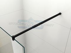 Steklena tuš stena BASIC BLACK, 100x200cm, 8mm, Easy Clean, črni profili in palica